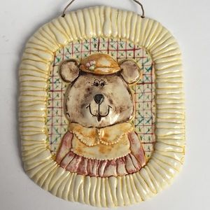 Bear Wall Plaque Mold Hand painted Salem, MA. 6.5”X 7 3/4” Mama Country decor